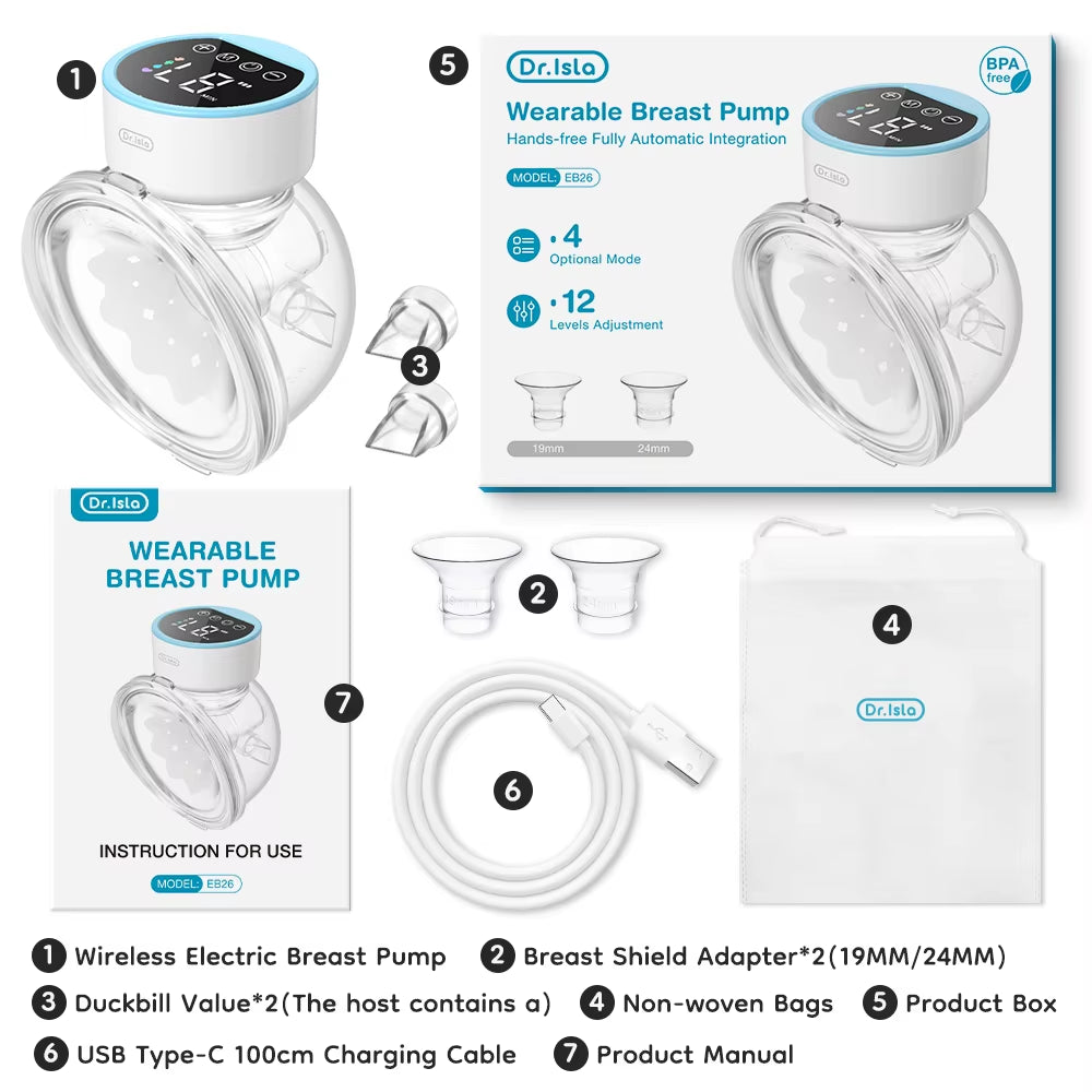 Wearable Electric Breast Pump – Hands-Free Comfort for Modern Moms 4 Modes 12 Levels Portable Hands Free Breast Pump Silent Comfort