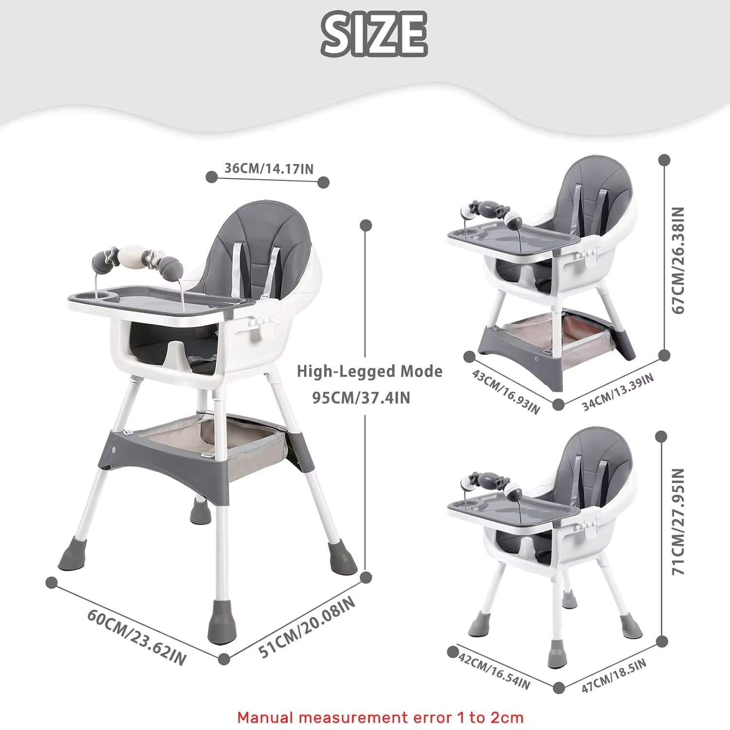 Convertible High Chair with Tray & Cup Holder