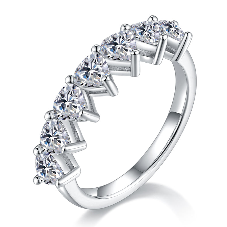 Luxurious Moissanite Diamond 7 Stone Silver Ring – S925 Platinum Plated