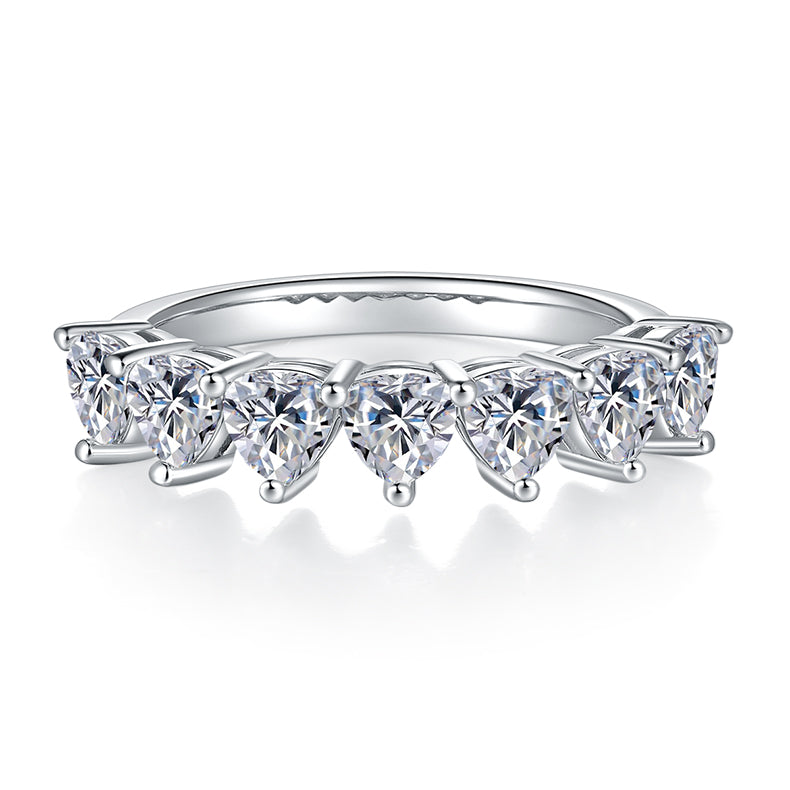 Luxurious Moissanite Diamond 7 Stone Silver Ring – S925 Platinum Plated