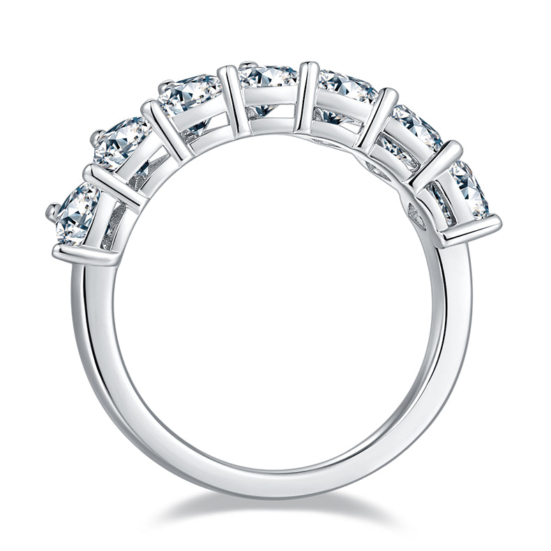 Luxurious Moissanite Diamond 7 Stone Silver Ring – S925 Platinum Plated