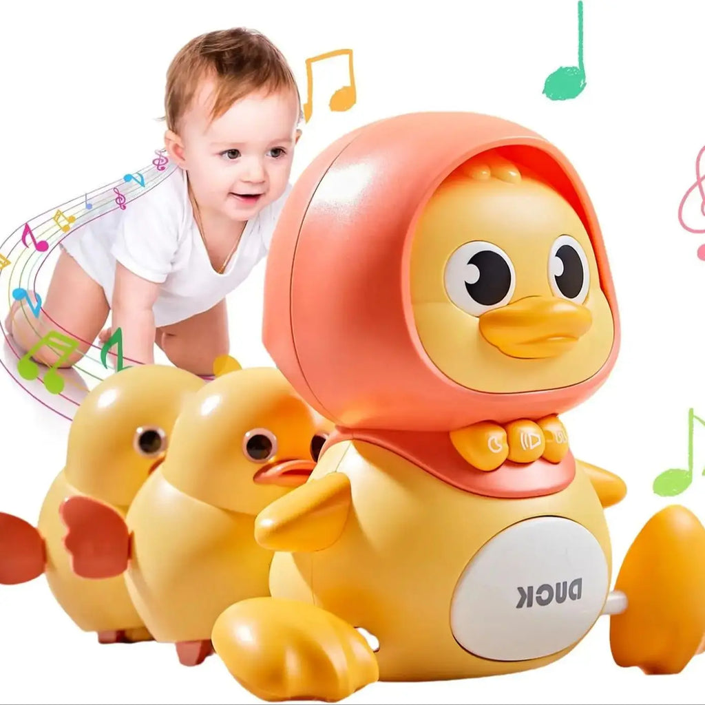 Baby Crawling Duck Toy Set – Interactive 1 Mama Duck & 2 Ducklings with Lights