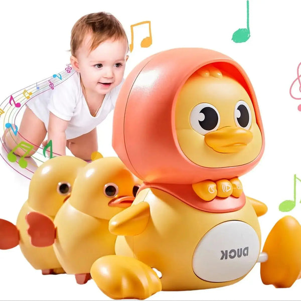 Baby Crawling Duck Toy Set – Interactive 1 Mama Duck & 2 Ducklings with Lights