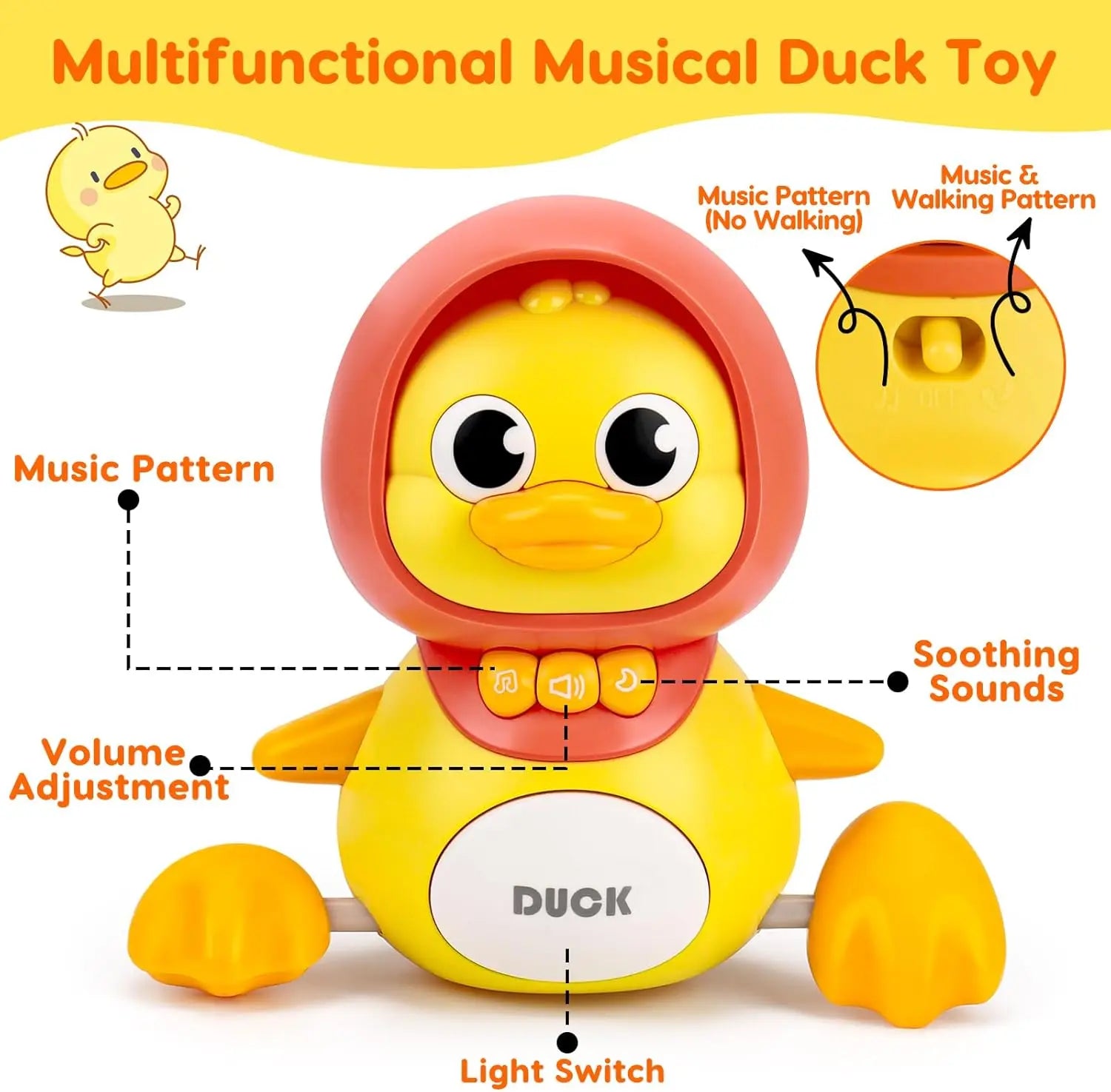 Baby Crawling Duck Toy Set – Interactive 1 Mama Duck & 2 Ducklings with Lights