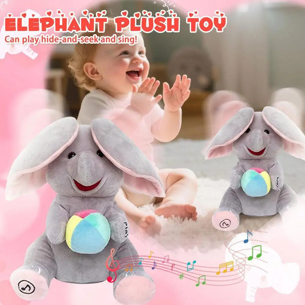 Peek-A-Boo Singing Elephant Plush Toy – Interactive Musical Stuffed Animal