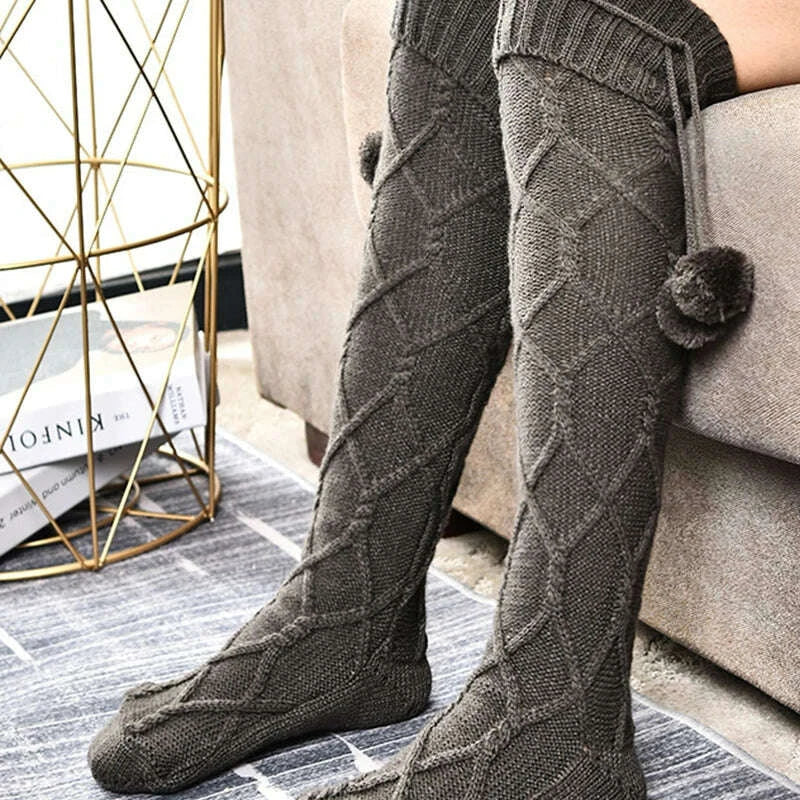 Hot Selling Woolen Socks Thickened Stockings Woolen Ball Socks Pile Up Socks Winter New Stockings  Bow Knots Woolen balls