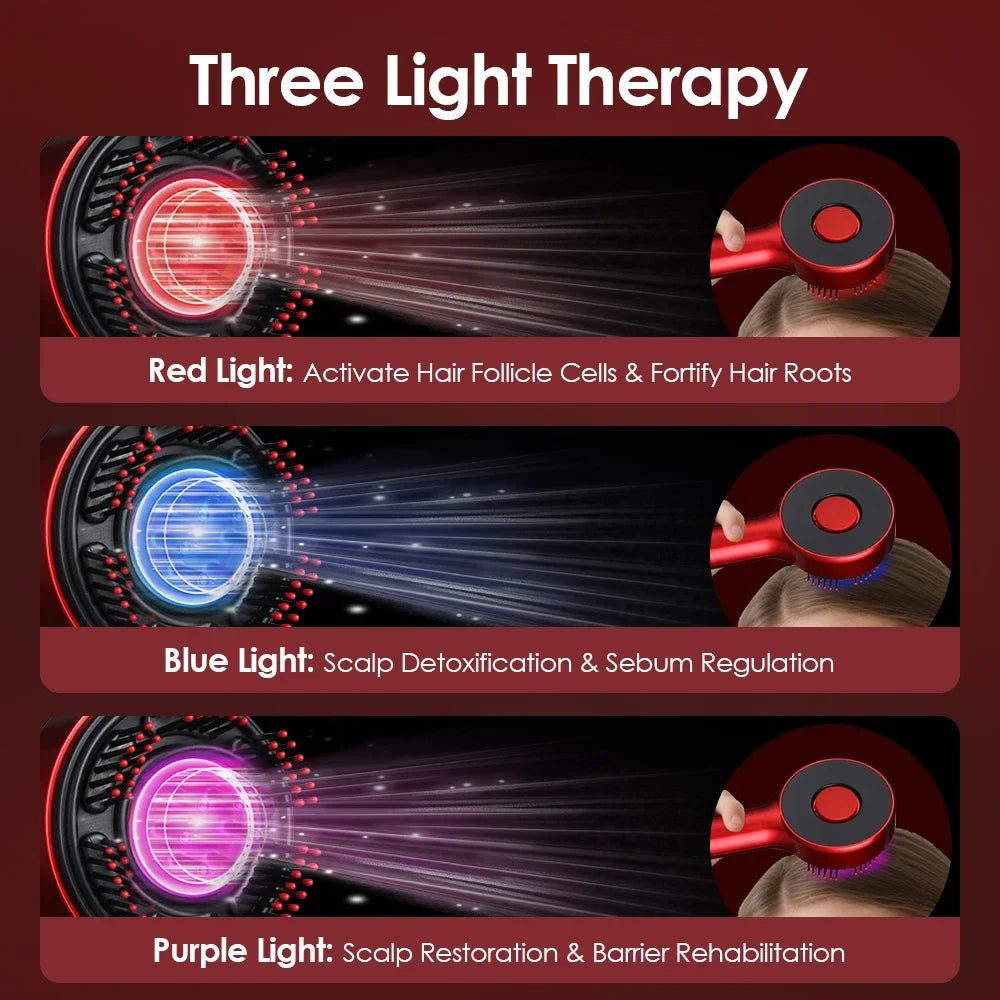 Electric Head Massager Hair Growth Comb Scalp Relax Massager LED Light Therapy Oil Applicator Anti-Hair Loss Hair Care Hairbrush