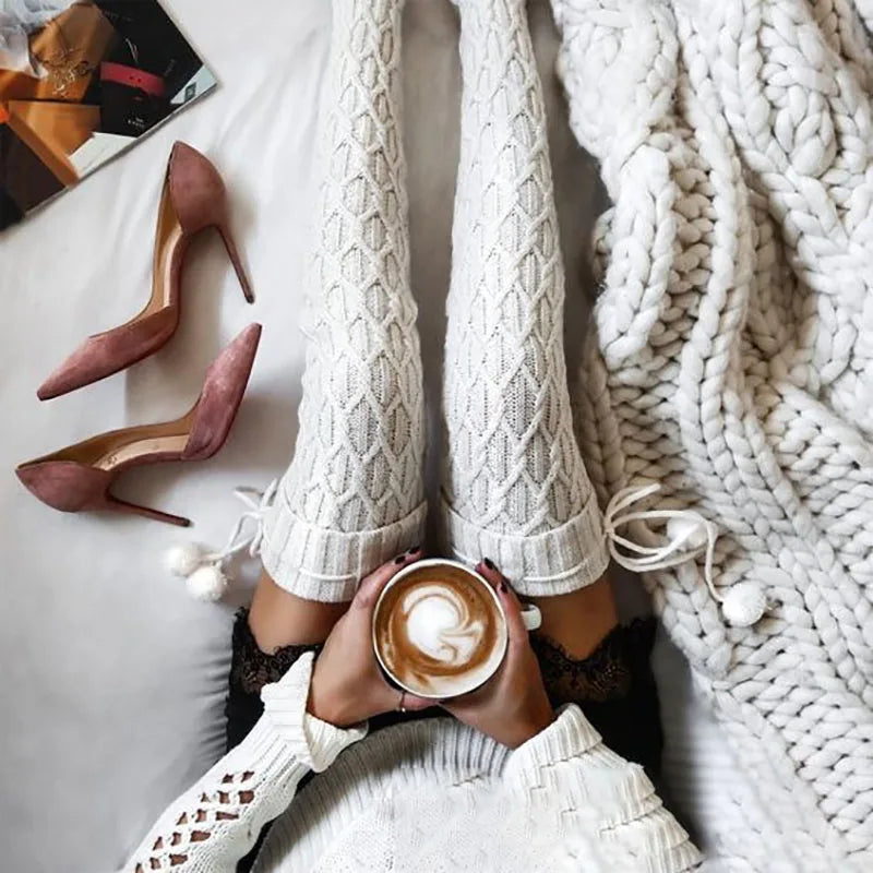 Hot Selling Woolen Socks Thickened Stockings Woolen Ball Socks Pile Up Socks Winter New Stockings  Bow Knots Woolen balls