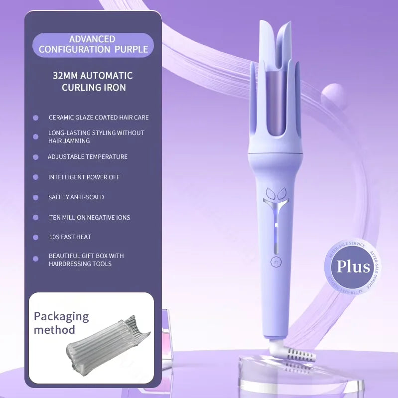 Automatic Hair Curler - Ceramic Auto Curling Iron with Digital Temperature Control