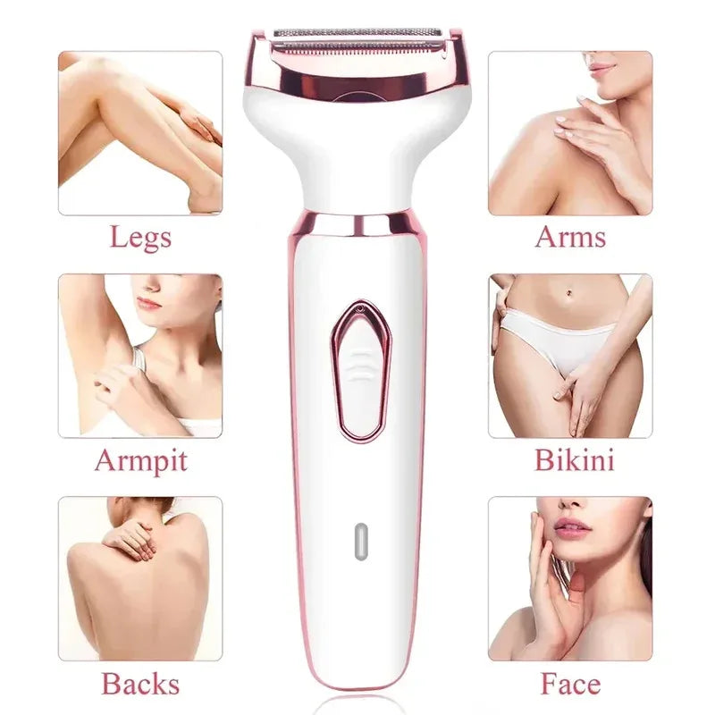 Women's Epilator 4 in 1 Bikini, Arms, Eyebrow, Nose Women Lady Facial Hair Removal Trimmer Face Body Painless Female Shaver