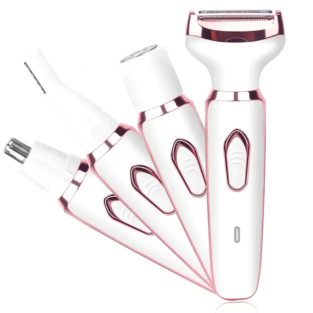 Women's Epilator 4 in 1 Bikini, Arms, Eyebrow, Nose Women Lady Facial Hair Removal Trimmer Face Body Painless Female Shaver