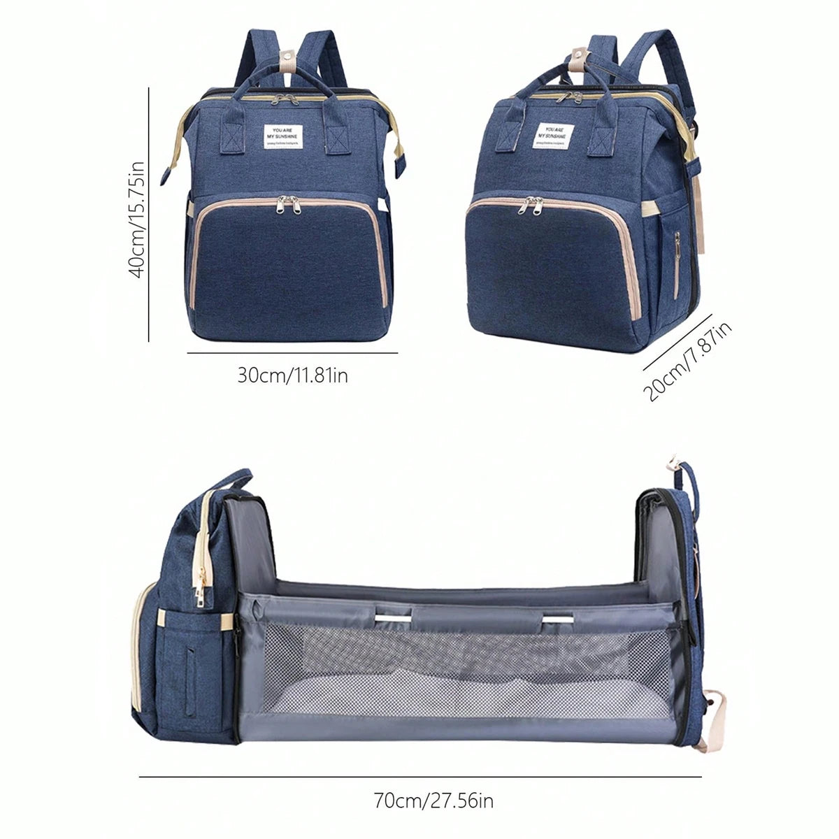 3 In 1 Diaper Bag Backpack Foldable Baby Bed Waterproof