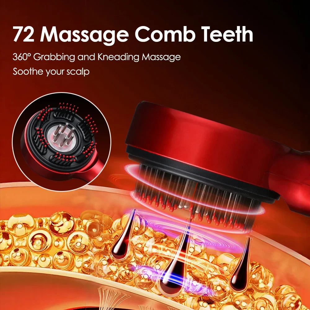 Electric Head Massager Hair Growth Comb Scalp Relax Massager LED Light Therapy Oil Applicator Anti-Hair Loss Hair Care Hairbrush