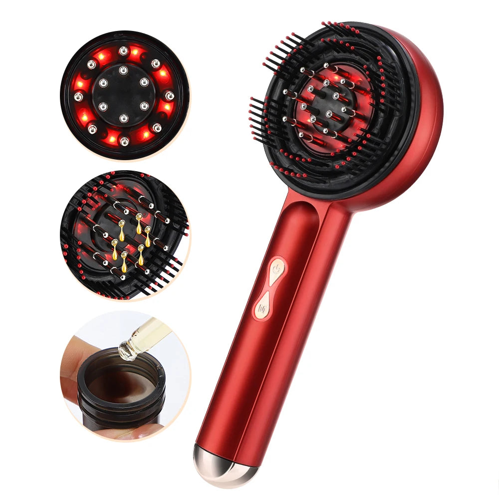 Electric Head Massager Hair Growth Comb Scalp Relax Massager LED Light Therapy Oil Applicator Anti-Hair Loss Hair Care Hairbrush