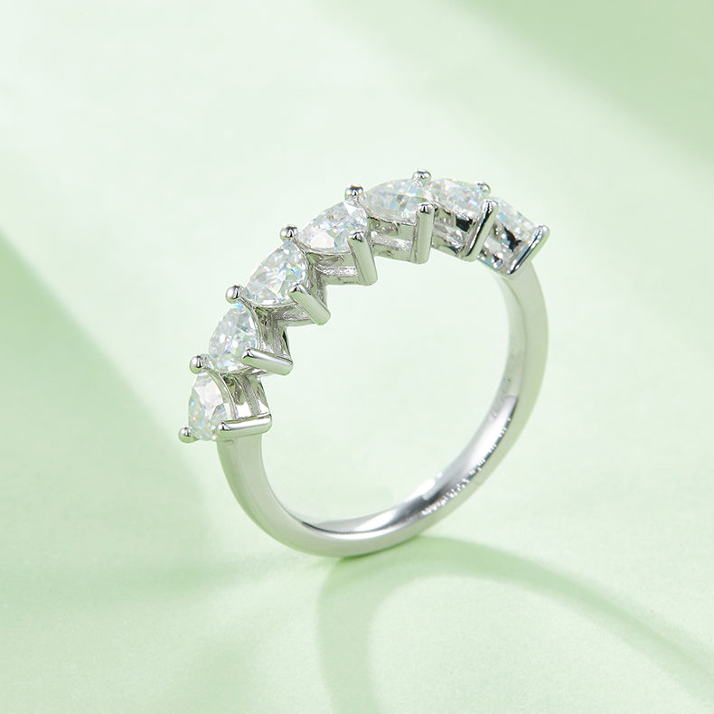 Luxurious Moissanite Diamond 7 Stone Silver Ring – S925 Platinum Plated