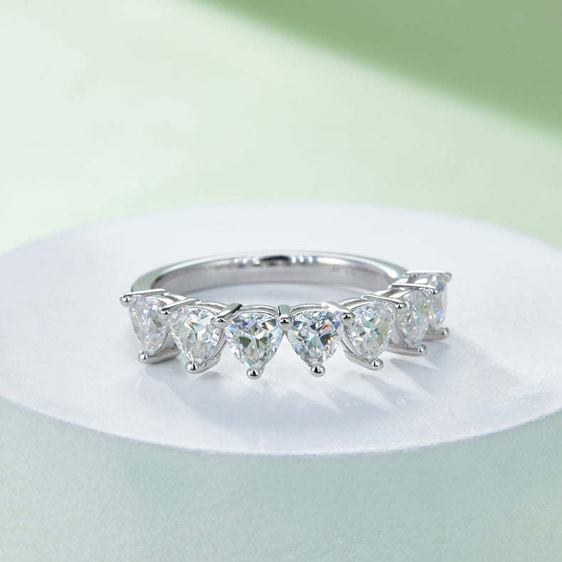 Luxurious Moissanite Diamond 7 Stone Silver Ring – S925 Platinum Plated