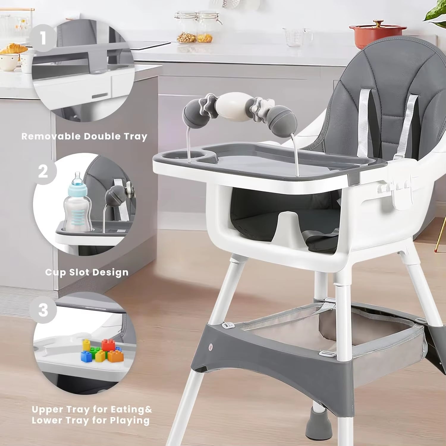 Convertible High Chair with Tray & Cup Holder